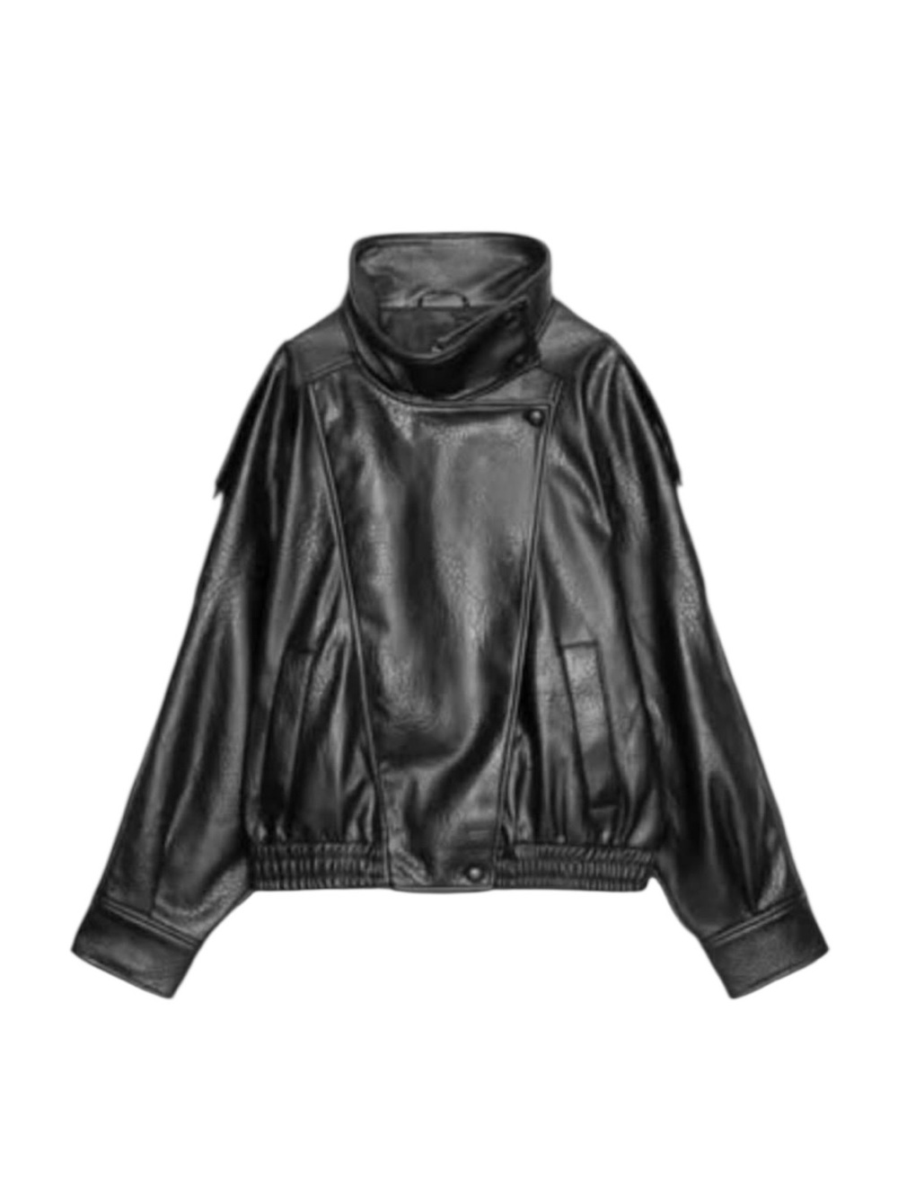 Zara Black Faux Leather High-Neck Jacket